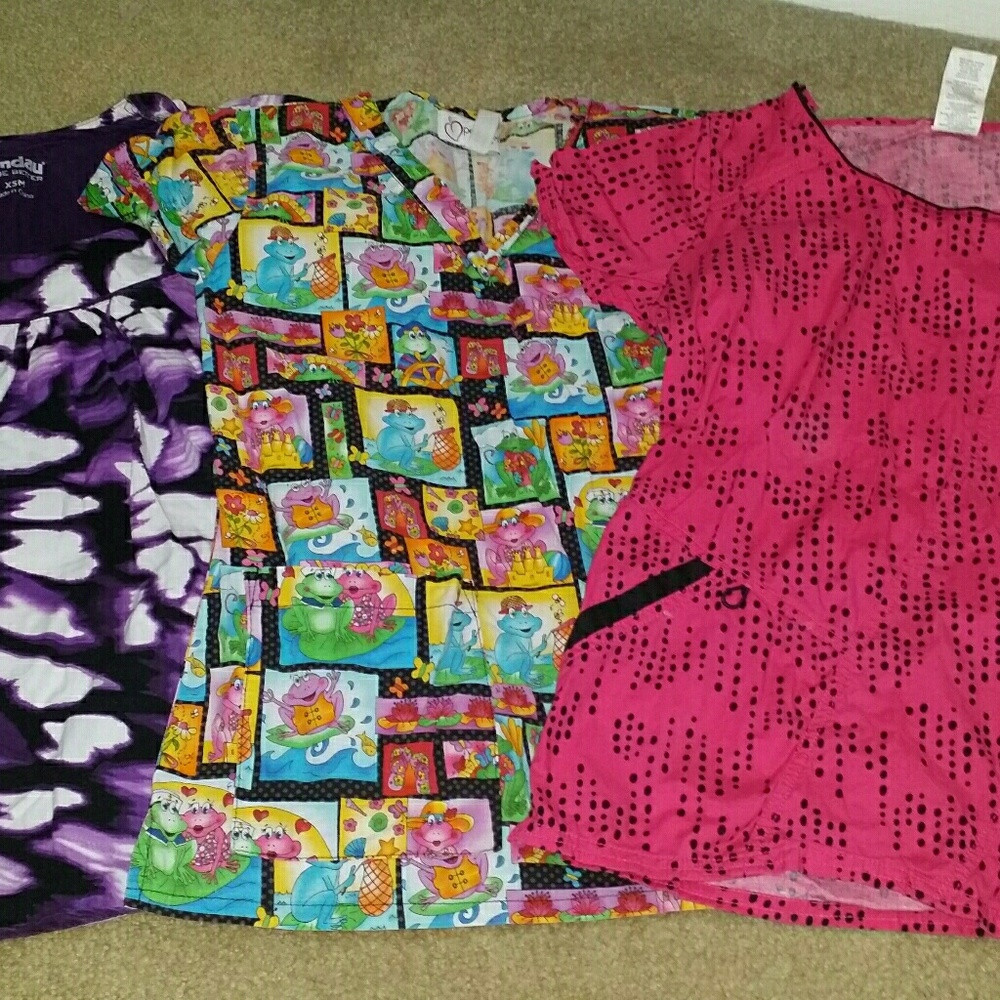 3 nursing scrub tops xs landau dickies peaches